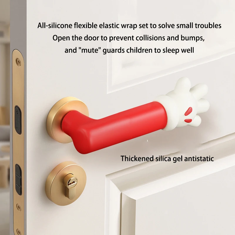 미키 손잡이 손잡이 보호 커버 충돌 방지 실리콘 귀여운 음소거 실리콘 크리 에이 티브 도어 블록 도어 핸들 장식