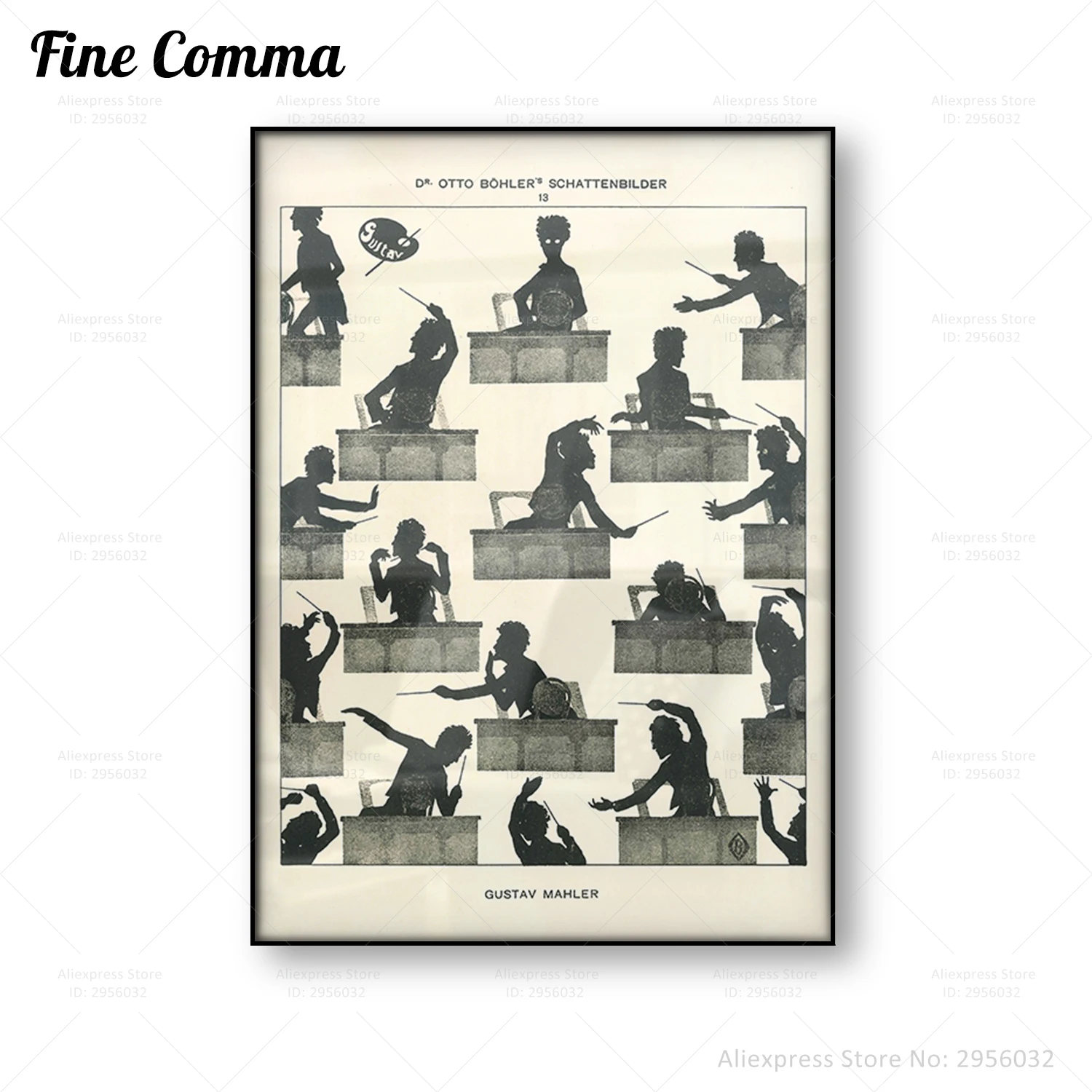 Silhouette By Otto Bohler Gustav Mahler, póster Vintage, arte de pared antiguo, impresión en lienzo, pintura en blanco y negro, decoración del hogar, regalo