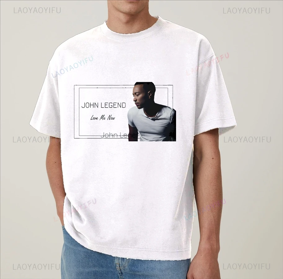 John Legend Classic Poster Printed Shirt, Everyday Casual Street Top, Spring/summer Fashion Cotton Men's 0 Neck T-shirt