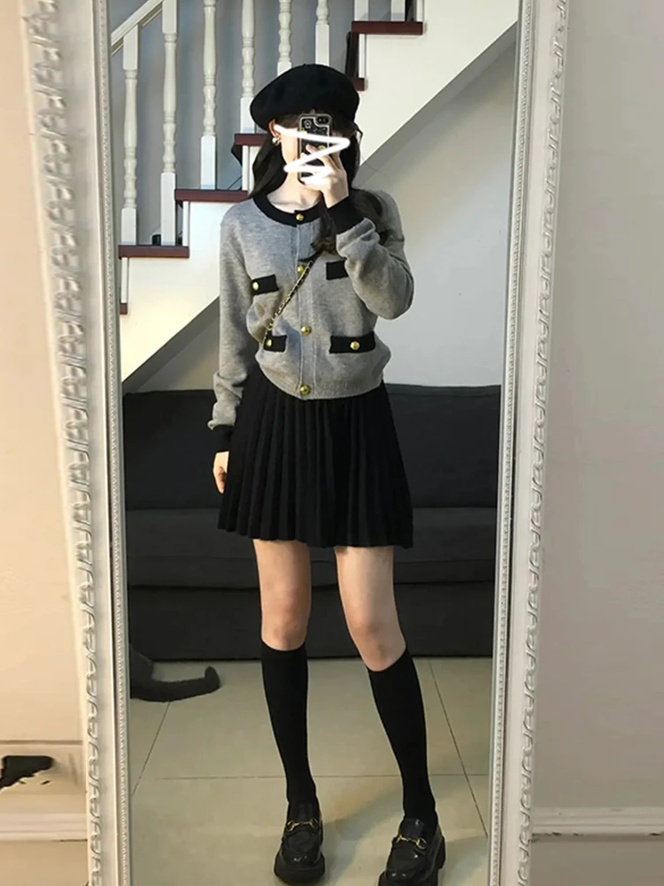 Retro Lazy Sle Damen-Strickpullover, Mantel, weiches Ey, Herbst-Winter, lockere Passform, Knopfleiste, lang, Sve, rundes Ne-Top