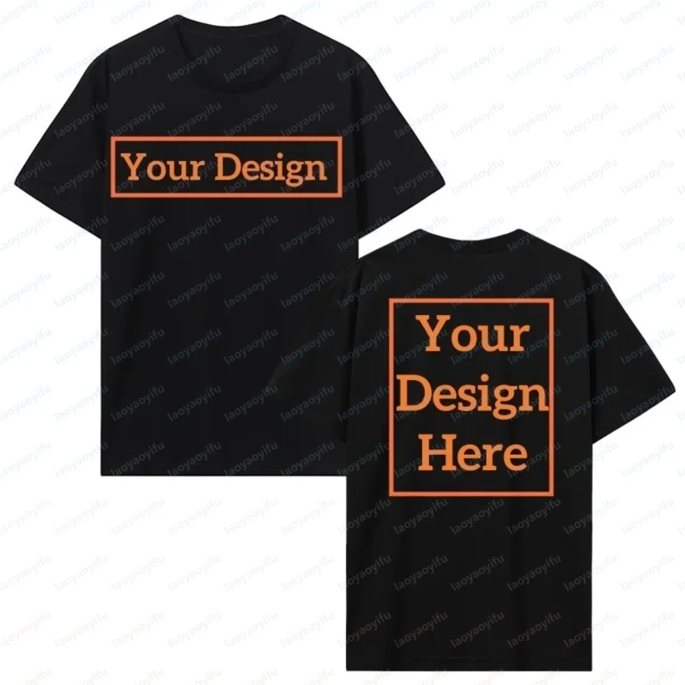 Personalized DIY Men's Cotton T-shirt Your Design Here Custom Text Tshirt for Men Add Your Own Design Fashion Shirt Men Clothing