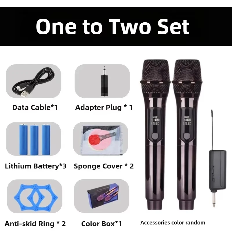 108 One to Two Professional Portable Wireless 2.4g Microphone Dynamic LED Display Noise Cancelling Outdoor Stage Singing Karaoke