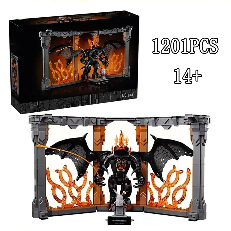 

2025 New ICONS 10367 Balrogs Book Nook Bookshelf Decor Kit Building Block Creative Bricks Display Sets For Adult Birthday Gift