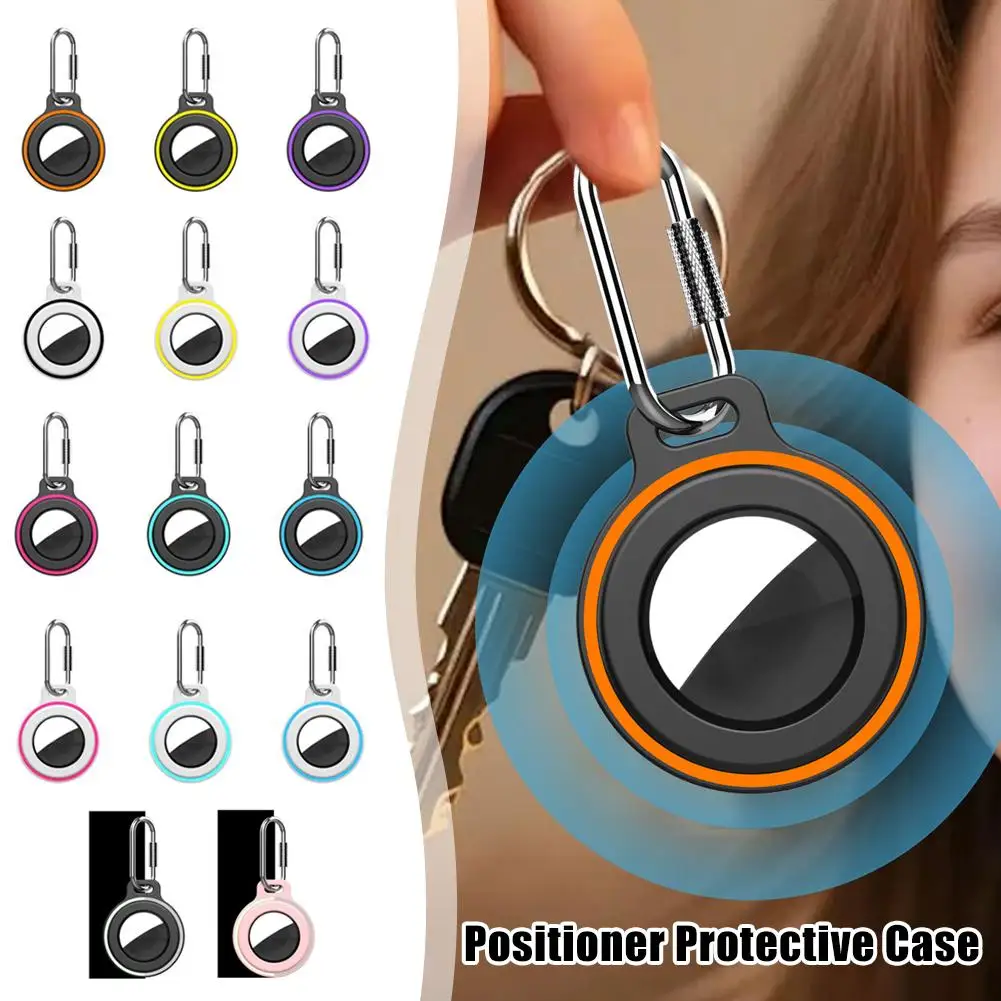 For AirTag2 Case Two-Color PC Hard Shell Nut Loop Lock Anti-Lost GPS Tracker Waterproof Shockproof Protective Holder