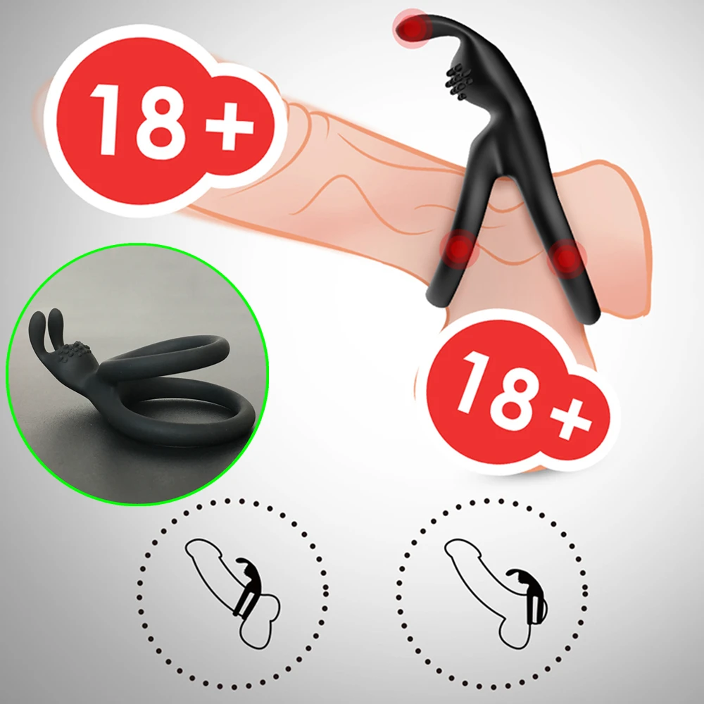 Silicone Dual Cock Ring Delay Ejaculation for Men Couple Sexual Toy Adult Sex Lock Men's Ring Penis Enlargement Erection Product