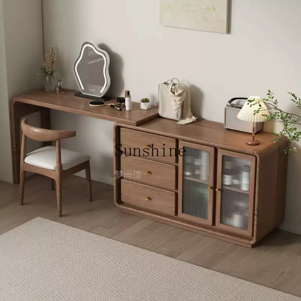 Cómoda de pecho, pequeño maquillaje, dormitorio integrado, escritorio de madera maciza, almacenamiento de cabecera moderno y sencillo