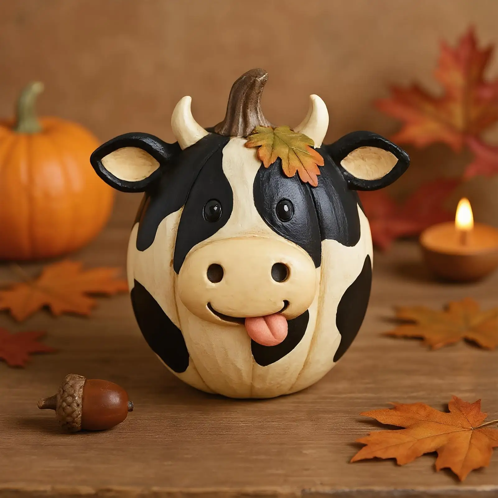 Farm Animal Pumpkin Figurines Cow Duck Sheep Chicken Pumpkin Display Ornament Resin Art Decoration Sculpture Ornament For Indoor
