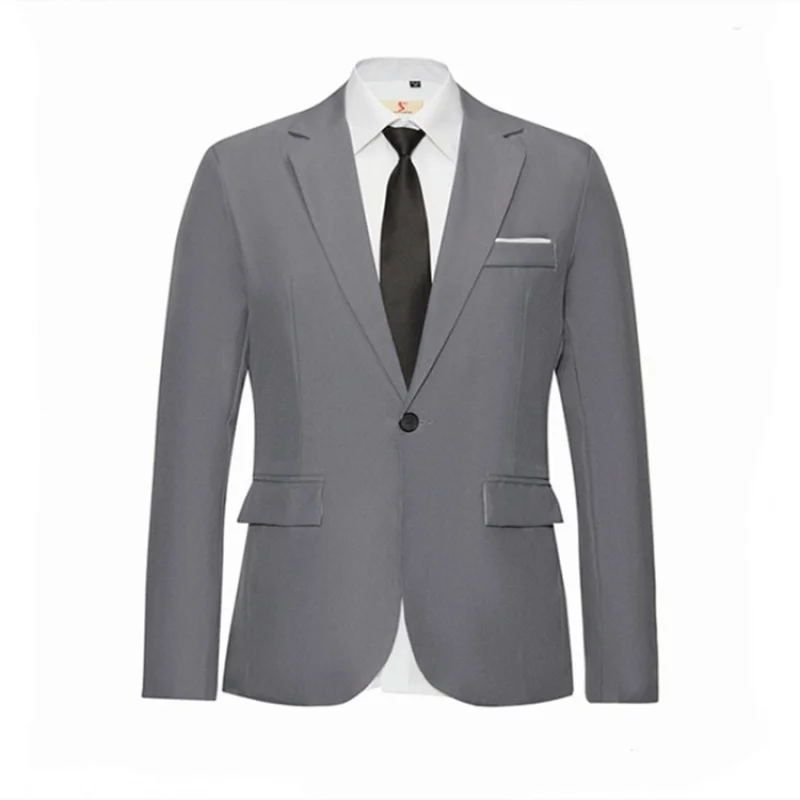 

Men suit jacket Korean style leisure 1 grain buckle slim-fit solid color blazer