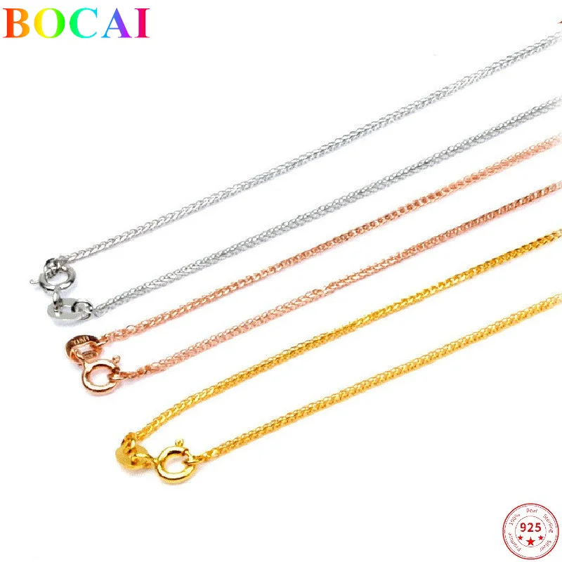 

BOCAI S925 Sterling Silver Necklace 2022 New Fashion Three Color Loose Weaven-Chain Pure Argentum Neck Jewelry for Women Men