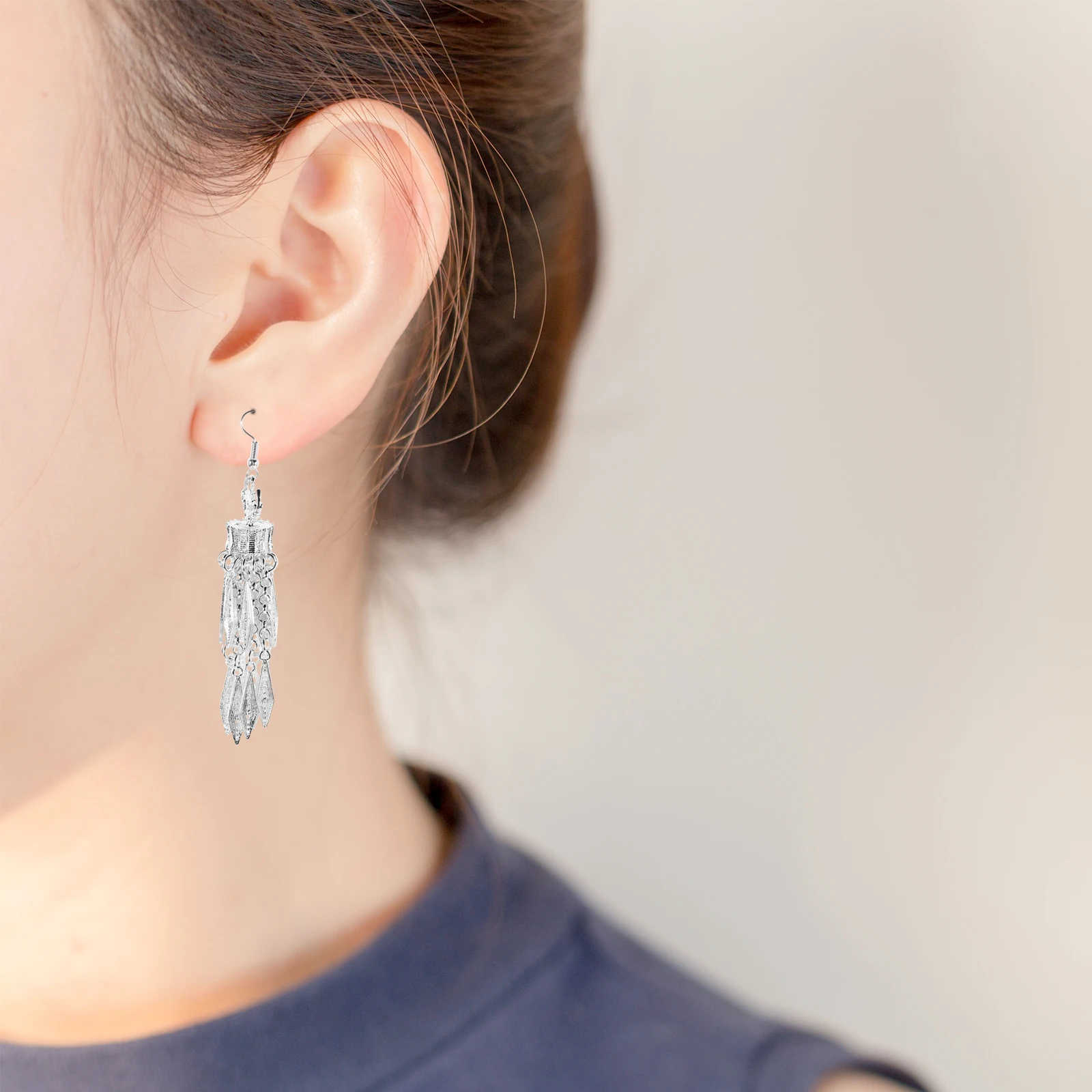 

1 Pair Vintage Boho Tassel Earrings Long Dangle Ethnic Style Alloy Ear Accessories For Women Party Wedding Daily Wear Fringe Ear