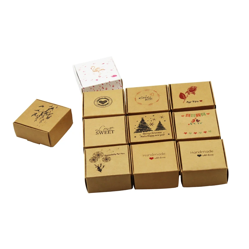 

50pcs 6.5*6.5*3cm Brown Packaging Kraft Paper Box For Candy\Cake\Jewelry\Gift\Chocolate\Party Packing And Displays Gift Boxes