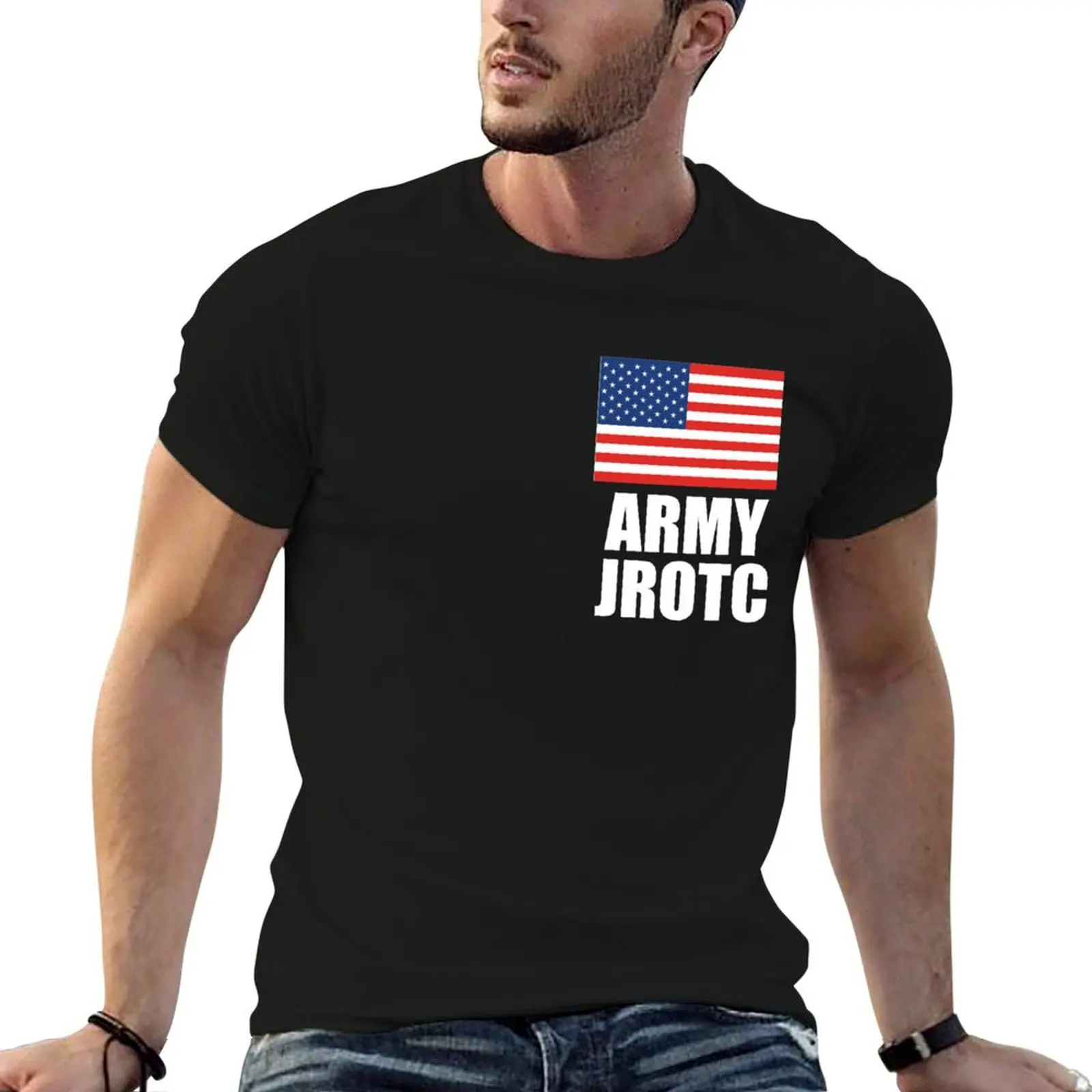 

Army JROTC US Flag Chest Design T-Shirt funny t shirts man t shirt man casual T-Shirt