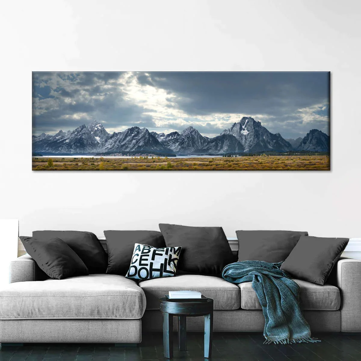 Panoramic Tetons Mountain Range Canvas Print Painting Abstract Poster Home Decor Wall Art Decoration Picture Living Room Sofa