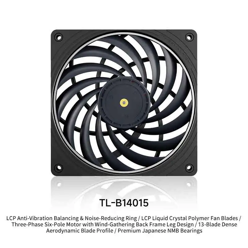 Thermalright TL-B14015 14cm Chassis Cooling Fan/140x140x15mm/13 LCP Fan Blades/Double Ball Bearings/Low Noise/PPS Frame image 3