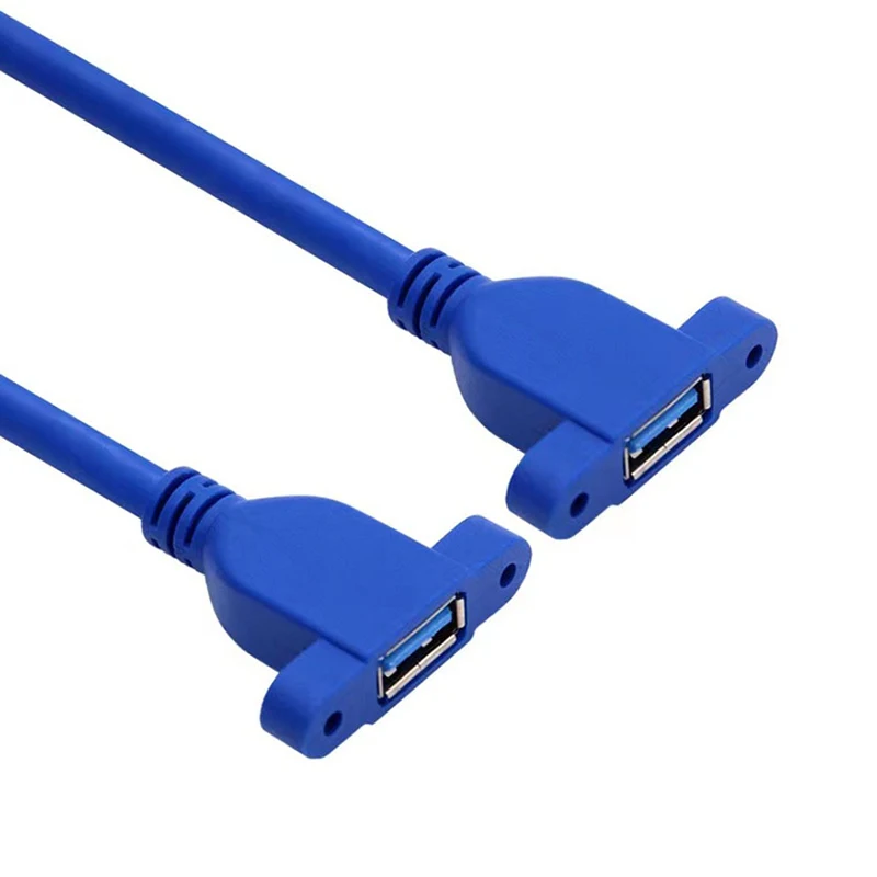 1Pcs 5Pcs 10Pcs USB 3.0 Female To Female With Ear Extension Cable And Screw Hole For Fixed Panel Cable USB F/F Data Cable