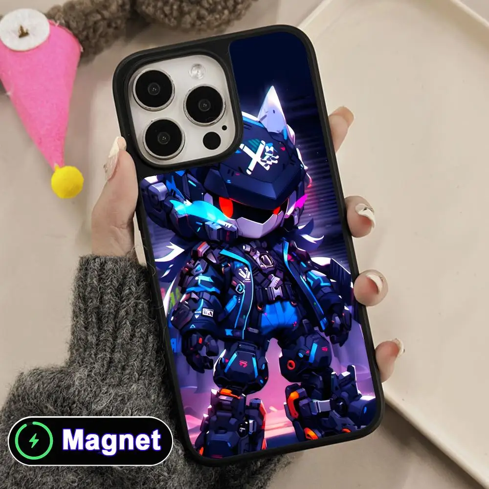 

Anime Baby Robot Phone Case for iPhone 17 16 15 14 13 12 11 Air Pro Max Plus Matte Surface Magnet Cover