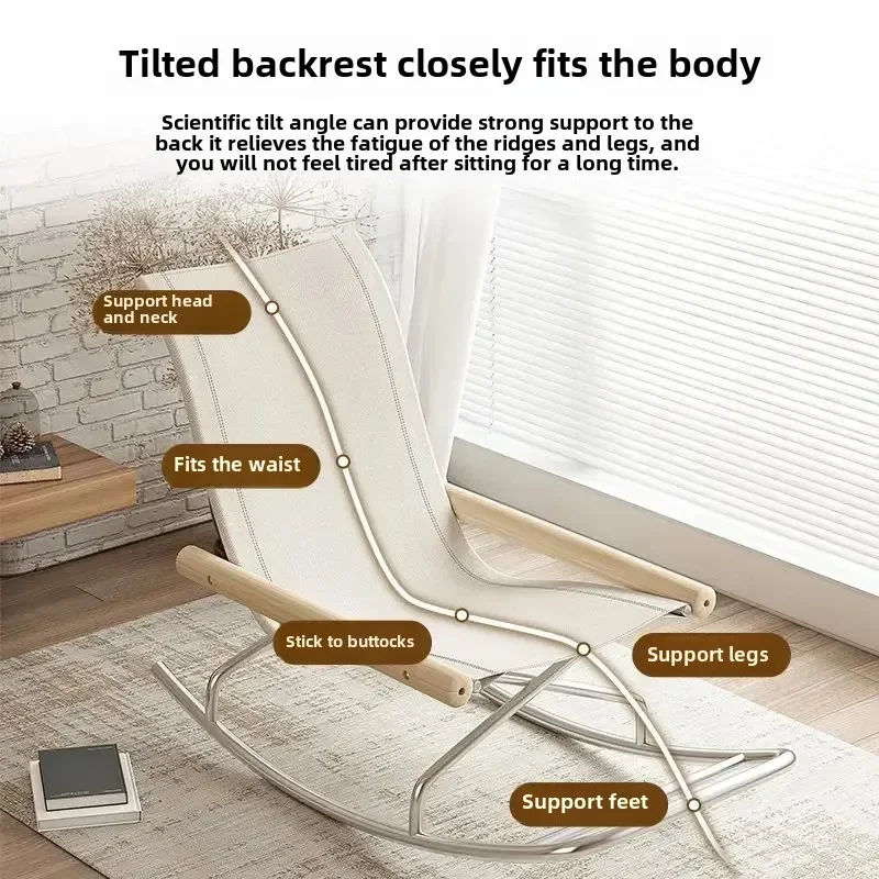 

Portable Reinforced Rocking Chair Lazy Household Folding Sofa Outdoor Leisure Durable Canvas Lounge