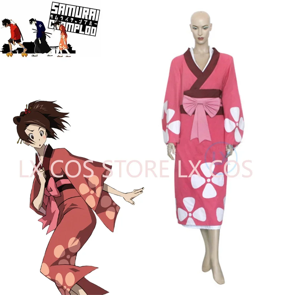 

Anime Samurai Champloo Fuu Kimono Cosplay Costume Custom Made High Quality Clothes Halloween