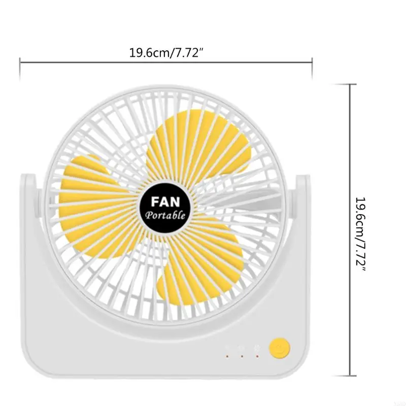 Mute Desktop Fan 2000mAh USB แบบชาร์จไฟได้ Desktop พัดลม 3 โหมดลมพัดลม USB แบบพกพาแบบพกพาสำหรับหอพักที่บ้าน N58D