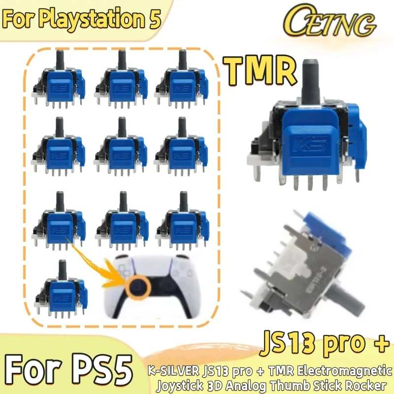 10 pz K-SILVER JS13 PRO TMR Joystick Elettromagnetico per PS5 Parti di Ricambio TMR Joystick 3D Analogico Thumb Stick Rocker