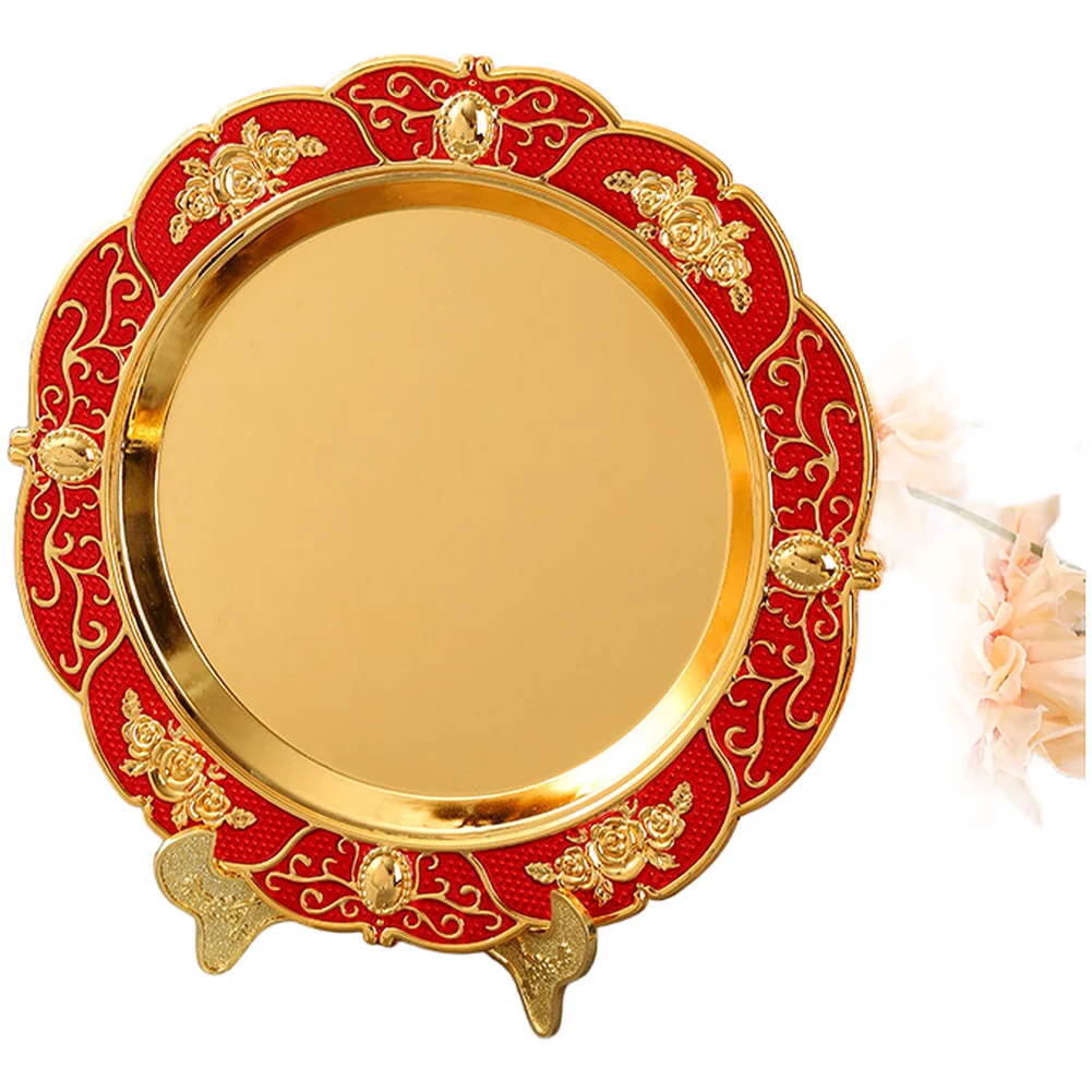 For Home Decoration Metal Fruit Plate Floral Pattern Serving Tray Luxury Fruit Plate European Style Tray Luxury Home Decor