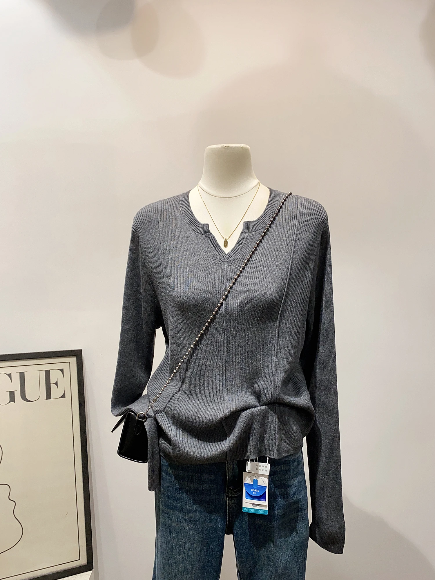 

Свободный трикотаж V-Ne, женский осенне-зимний модный простой базовый длинный свитер большого размера, корейский свитер для поездок на работу и ветер