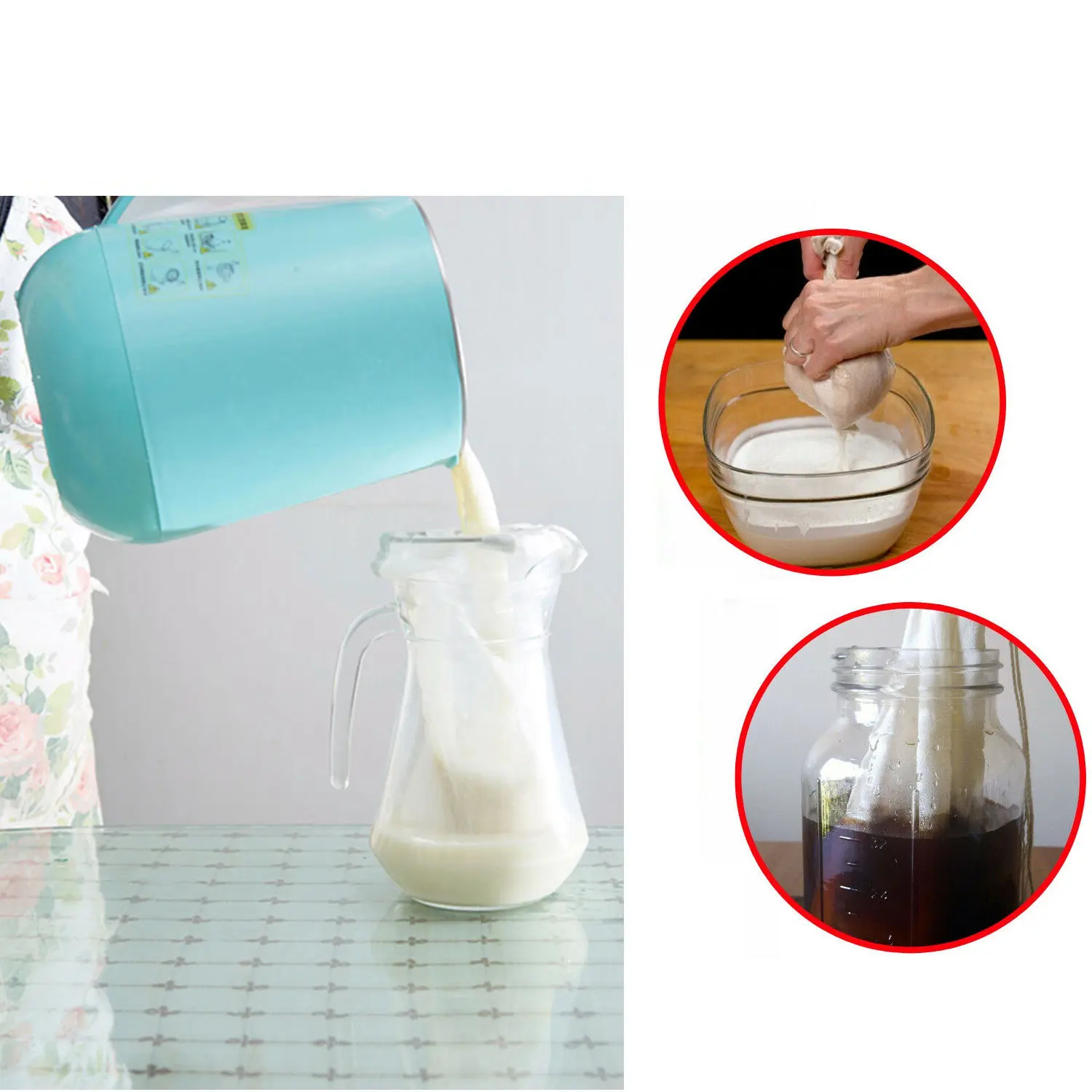 Reusable Nut Milk Bag – 200 Micron Nylon Mesh Strainer for Almond, Soy, Rice Milk, Cheese, Coffee & Tea