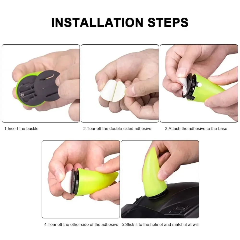 PP Devil Horn Decor Quick Release Universal Fit Horn Accessory Waterproof Shell LED Glowing Helmet Ornament Motorcycle Riding