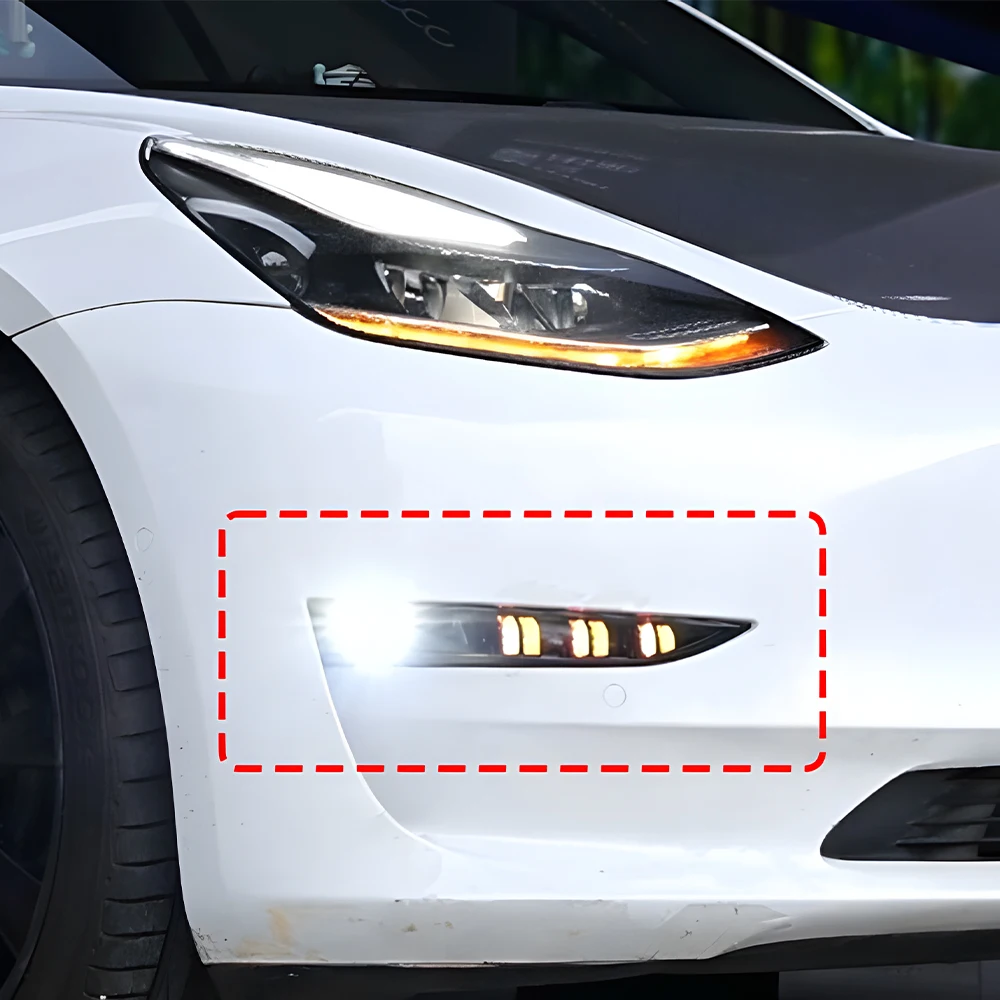 For Tesla Model 3 Model Y 2019-2023 Front Bumper Upgrade  LED Fog Lamp Daytime Running Light Assembly Tool Car Accessories