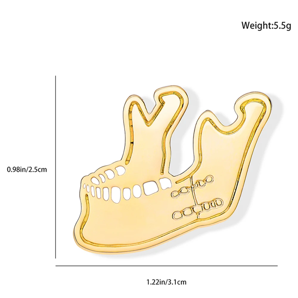 Teeth Mandibular Enamel Pin Brooch Jewelry Anatomical Design Lapel Backpack Decorative Hospital Orthopedic Research Gift