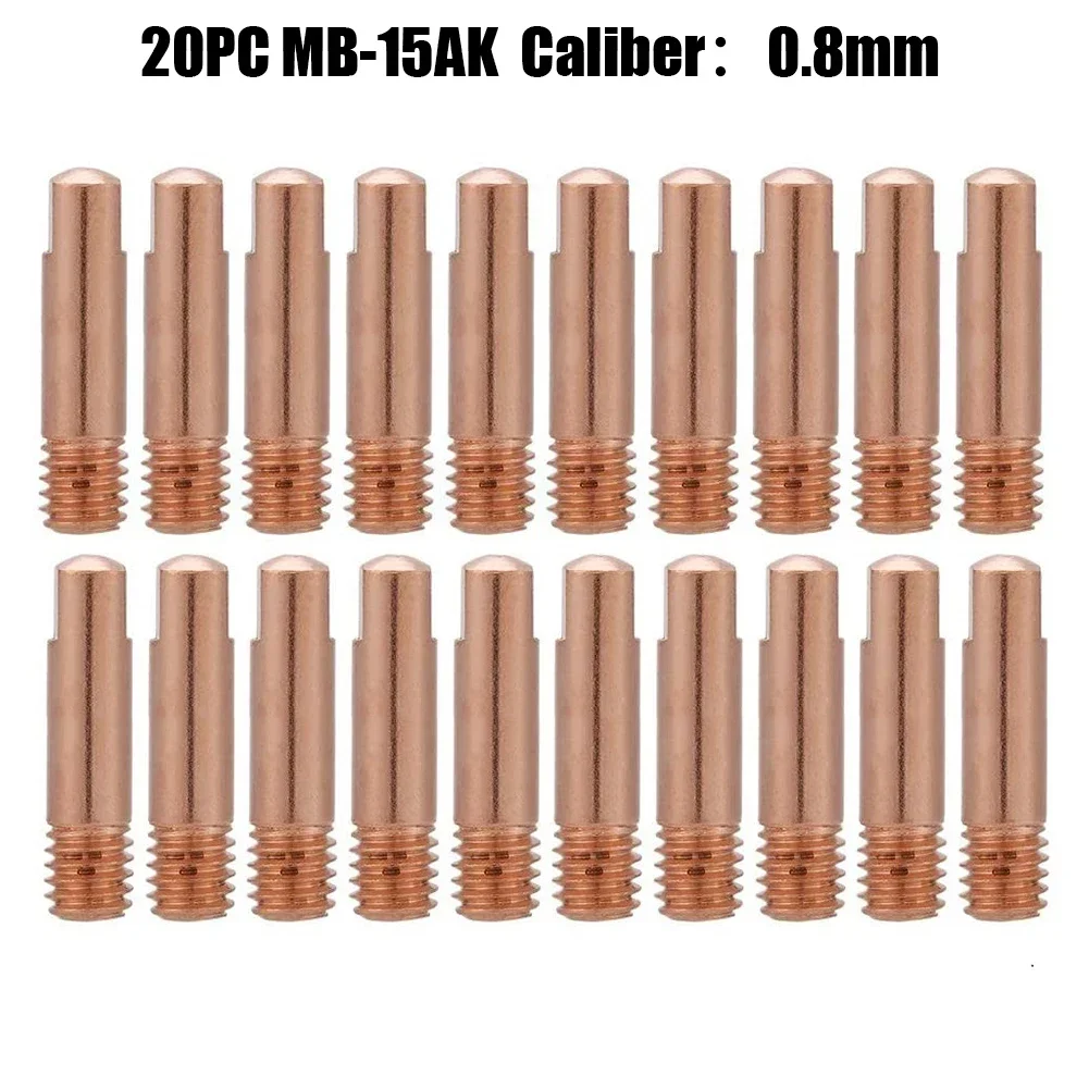 20PC Tip Gas Nozzles MB-15AK M6*25mm Welding Torch Contact Contact Tip Gas Nozzle For MIG/MAG Welding Torch Nozzles