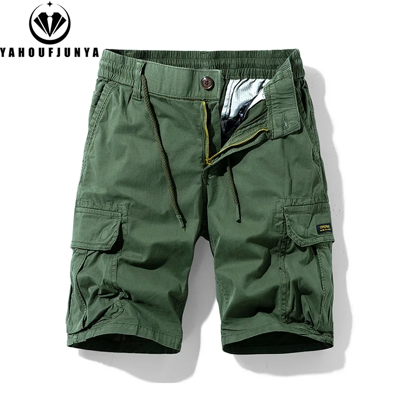 Heren Zomer Effen Kleur Outdoor Vrije Tijd Cargo Comfortabele Shorts Heren Elastische Taille Losse Rechte Hoge Kwaliteit Design Shorts Heren