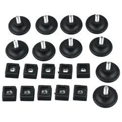 10 Sets 45mm Base Dia Adjustable Leveling Foot 25mmx25mm Square Tube Insert Kit