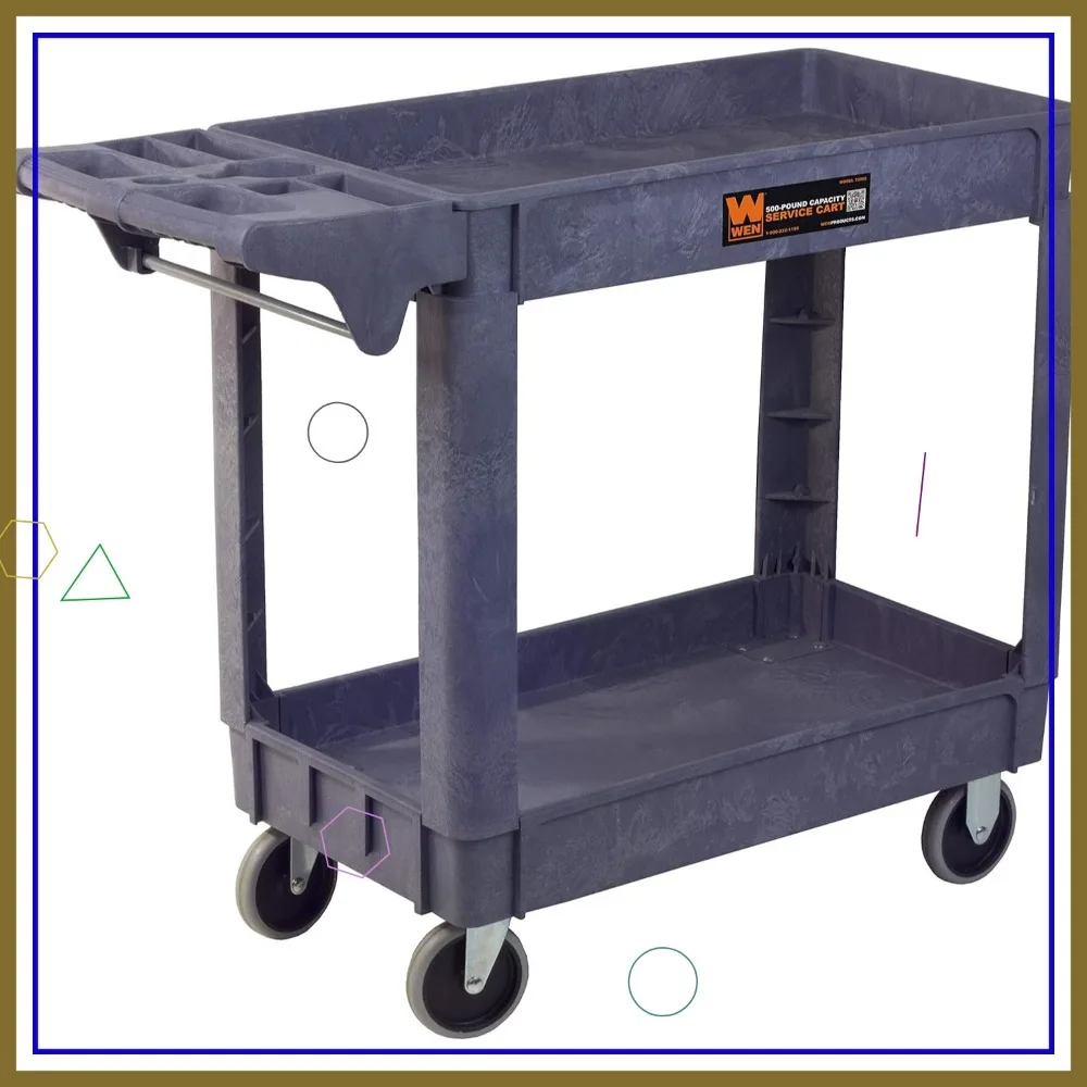 Carro utilitario resistente con capacidad de 500 libras, estantes de 40 x 17 pulgadas, ruedas de fácil rollo para una movilidad suave