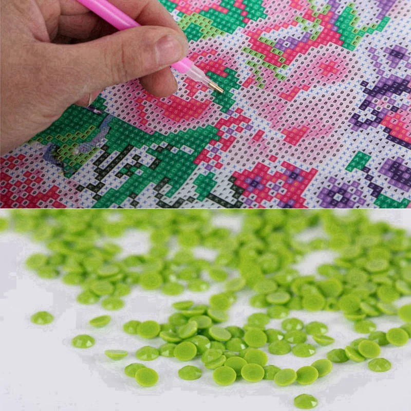 DIY用ラウンドダイヤモンドペインティングキット、赤い傘刺embroidery