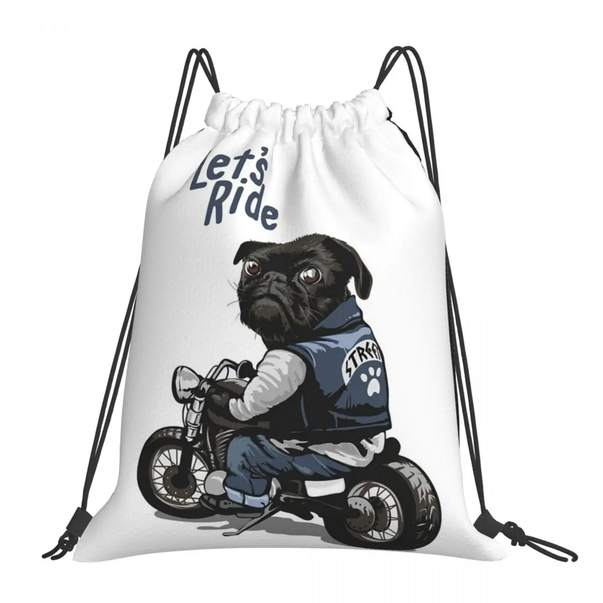 

Рюкзак на шнурке для Мопсов Let's Ride, мотоциклетный ранец с большим велосипедом, спортивная сумка с карманами, сумка для книг