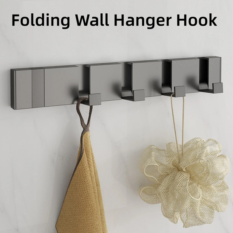 

Folding Wall Hanger Hook 2 Ways Installation Coat Clothes Towel Holder Bathroom Kitchen Accessories 4 Colors