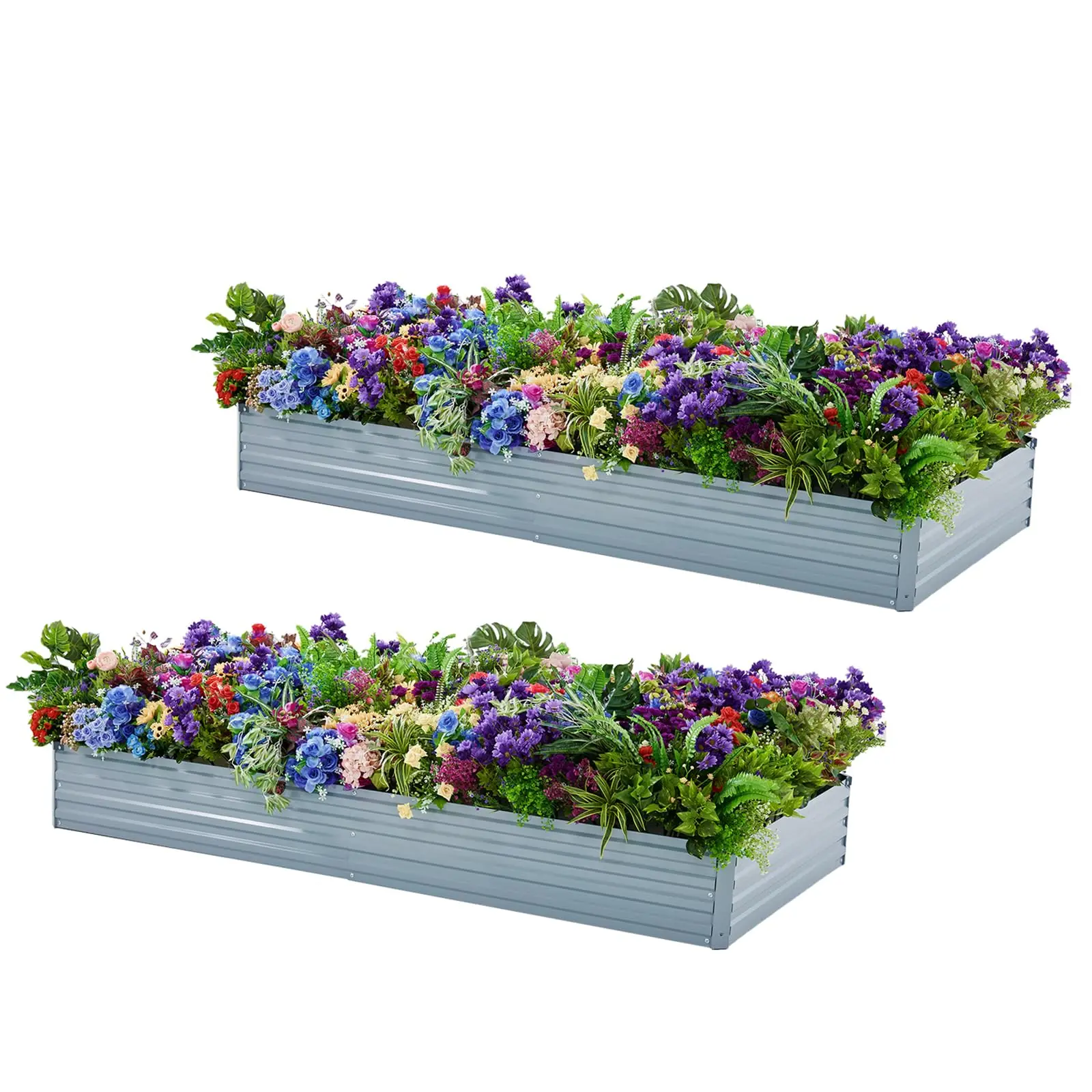 

2-Pack 6x3x1FT Raised Garden Beds, Galvanized Metal Planter Kit Silver