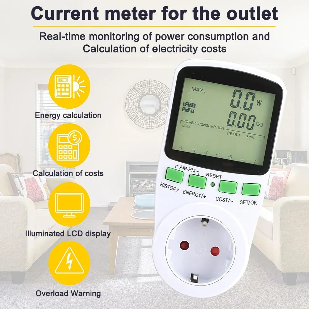 Socket Power Meter with Easy Installation for Real Time Voltage Current Power and Energy Measurement in Household Applications