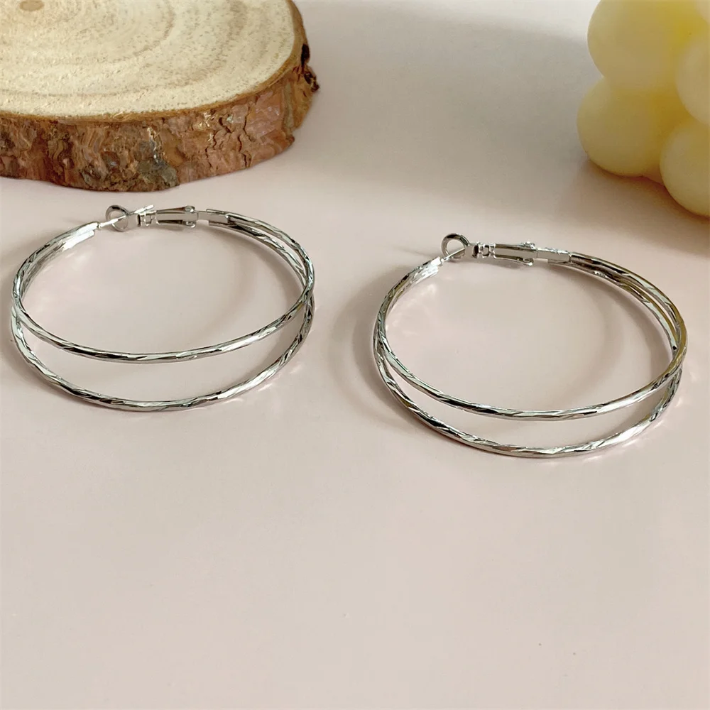 

Minimalism 5cm Two Circle Exaggeration Large Women's Earrings Fashion Luxury Metal Earrings Rings Jewelry Accessories Gift