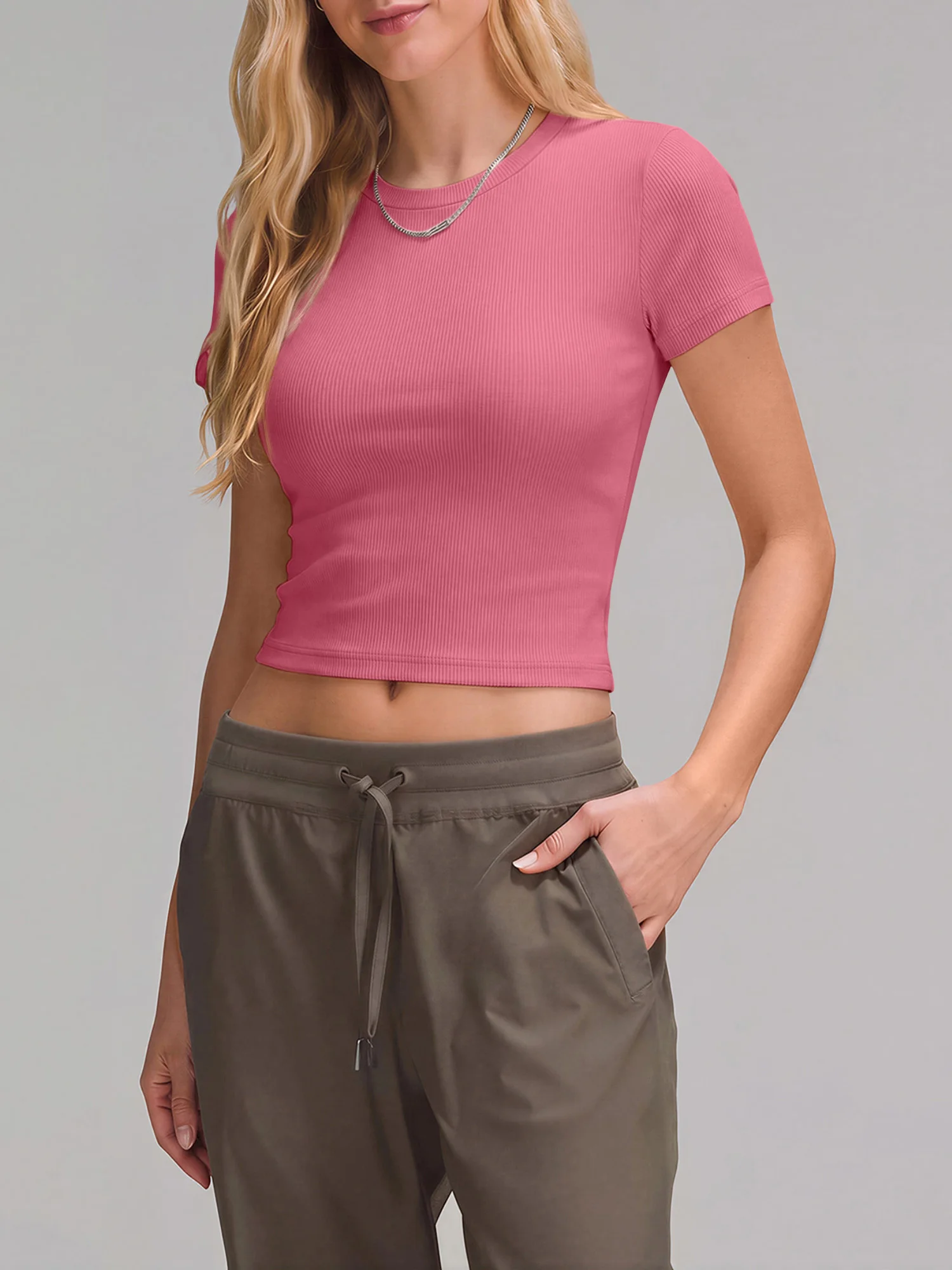 Non‑Restrictive Ribbed Gym Cropped Tee, Figure‑Enhancing Short‑Sleeve Top for Bodybuilding and Sport‑Focused Wardrobe