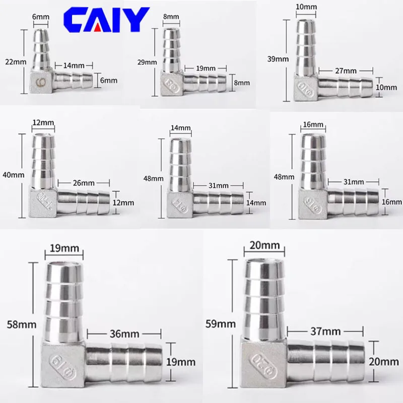 6 8 10 12 16 20 32mm T Type Y Type Tee 304 Stainless Steel Barb Pipe Fitting 2 3 4-Way Water Gas Hose Connector Barbed Adapter