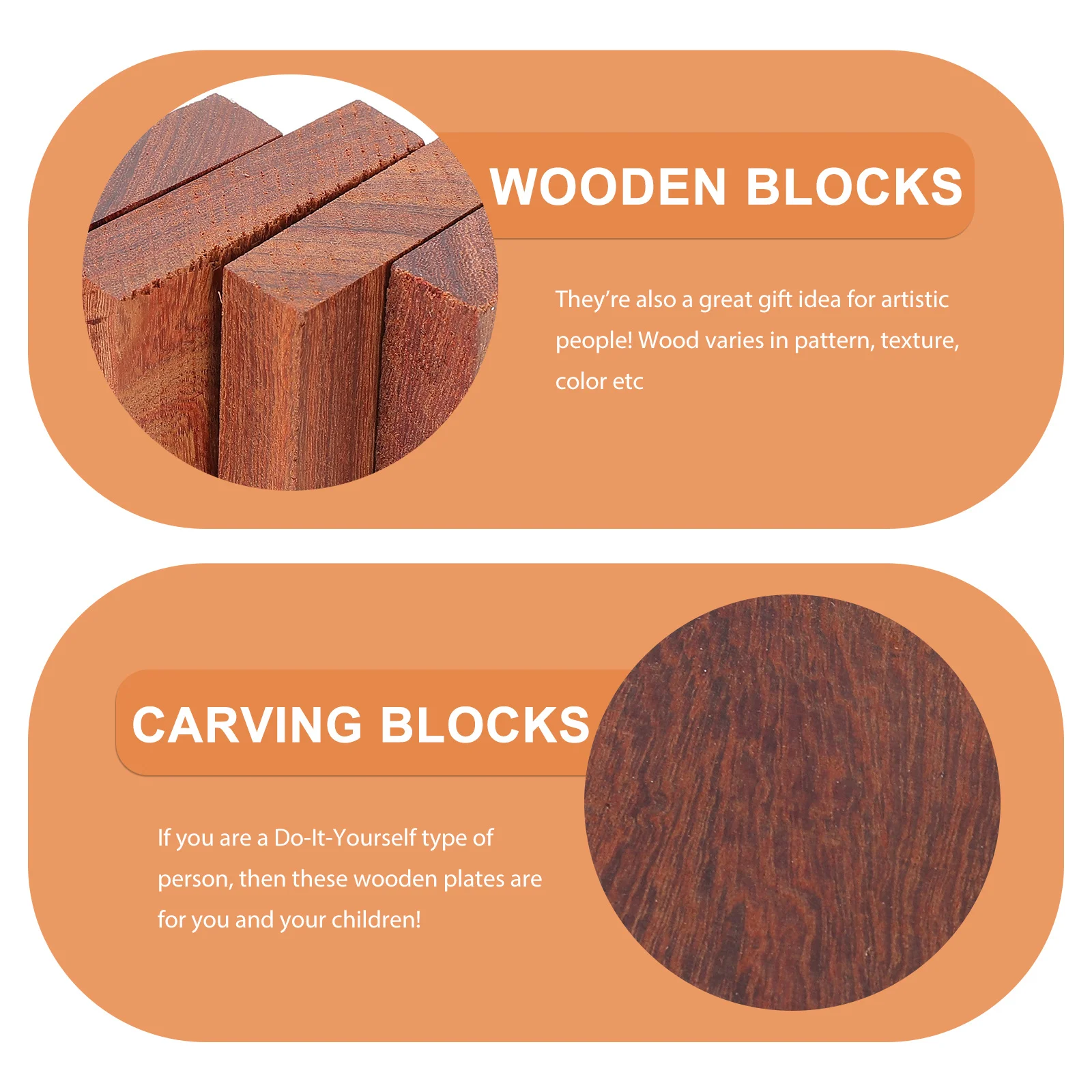 

5Pcs Ye Zi Tan Wood DIY Material Natural Wooden Craft Plank Unfinished Blocks for Ring Making Carving Art Supplies