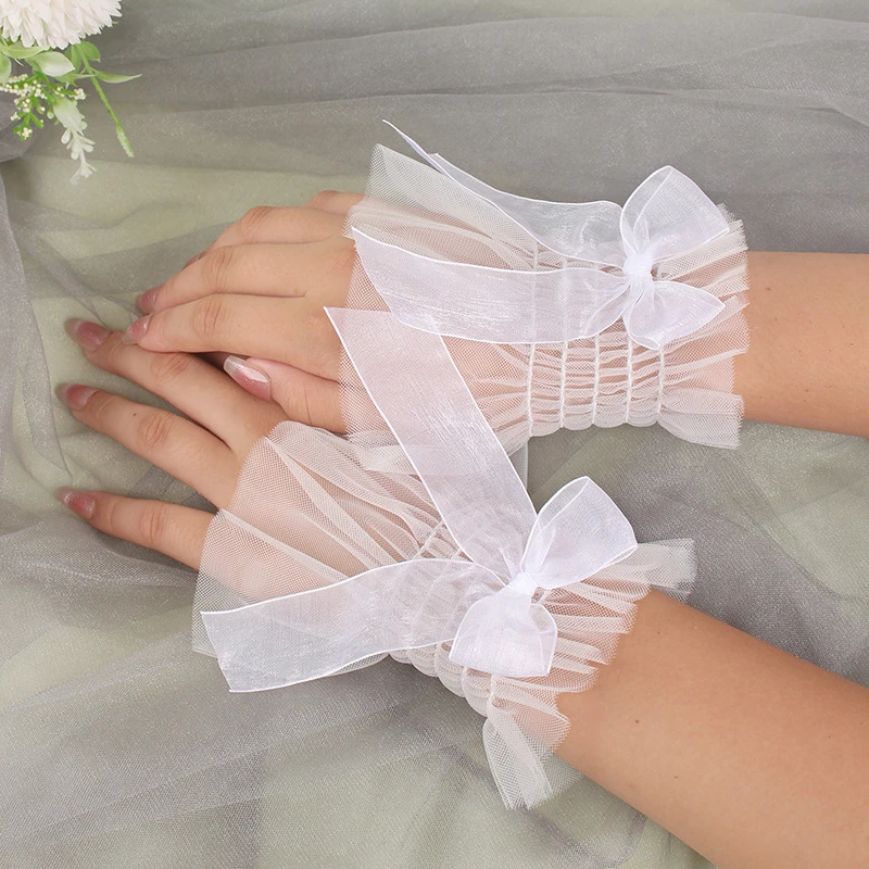 Nails Art Display Photography Props Fairy Sweet Bow Mesh sleeve to take photo of nails Ruffles Wristband Decorative Accessory