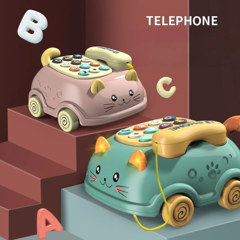 Childrens Multi Functional Early Education Machine Bilingual Toy Phone Cat Shaped Educational Toy Baby Story Machine Kids Gifts