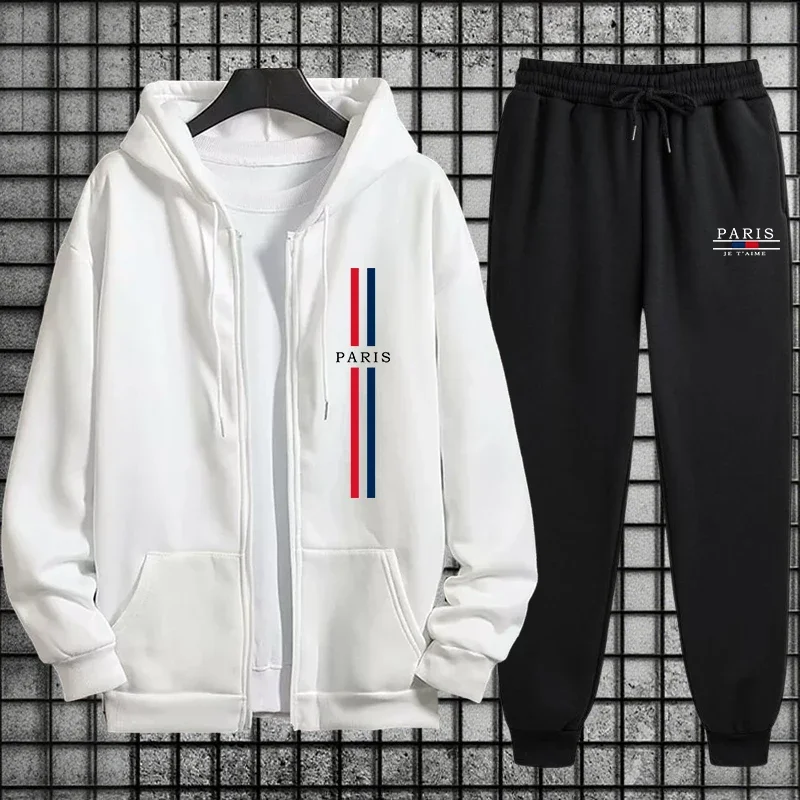 Survêtement imprimé pour hommes, sweat-shirt à capuche, sport, Jogging, veste décontractée à fermeture éclair, manteau, vêtements de sport de rue, hauts une pièce, pantalons