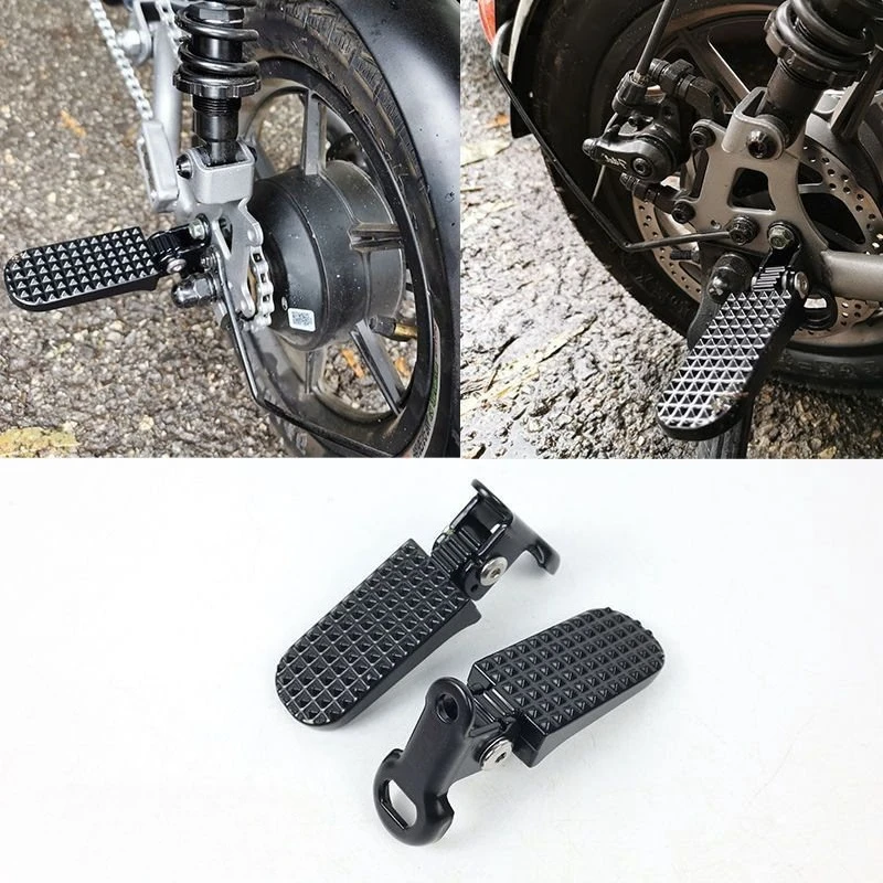 1Pair Folding Electric Bike Pedals Aluminum Alloy Multi Purpose Rear Foot Supports Lightweight Durable Pressure Resistant
