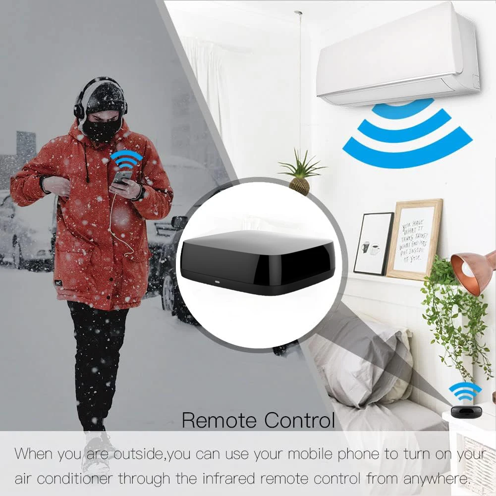 Controle remoto inteligente IR TUOWO, um para todos os controles AC TV DVD CD AUD SAT etc., compatível com Alexa e Google Assistant, sem hub