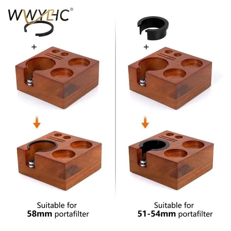 

Подходит для подставки под кофейник, деревянная подставка 7-в-1, держатель из натурального орехового дерева, подходит для 51/54/58 мм.