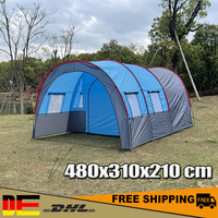 Large Camping Tent Waterproof Canvas Team 8-10 People Tunnel Equipment Outdoor Picnic Mountaineering Party Gift UV Protection